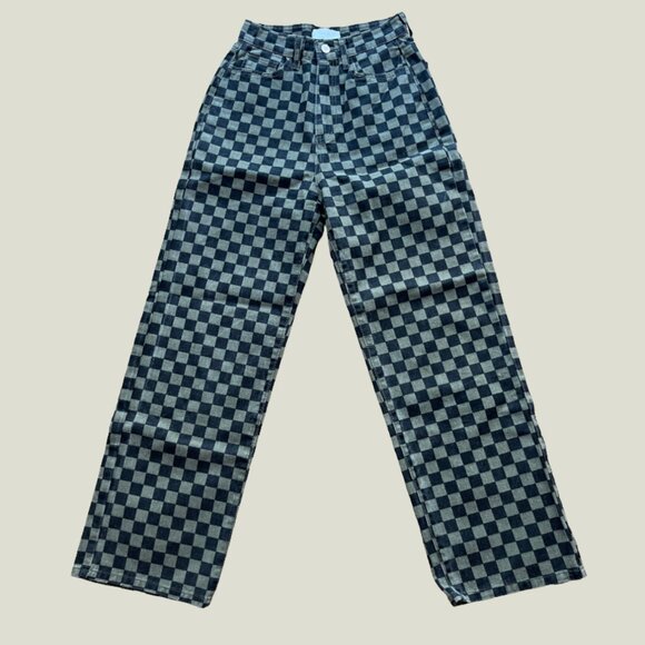 Like New Oak + Fort Green/Black Checkered Denim Pants - Picture 2 of 4